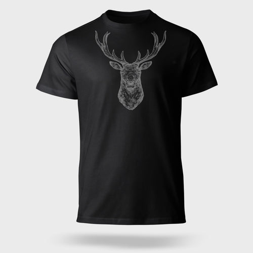 Black t-shirt on a light gray background