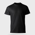 Black t-shirt on a light gray background